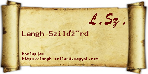 Langh Szilárd névjegykártya